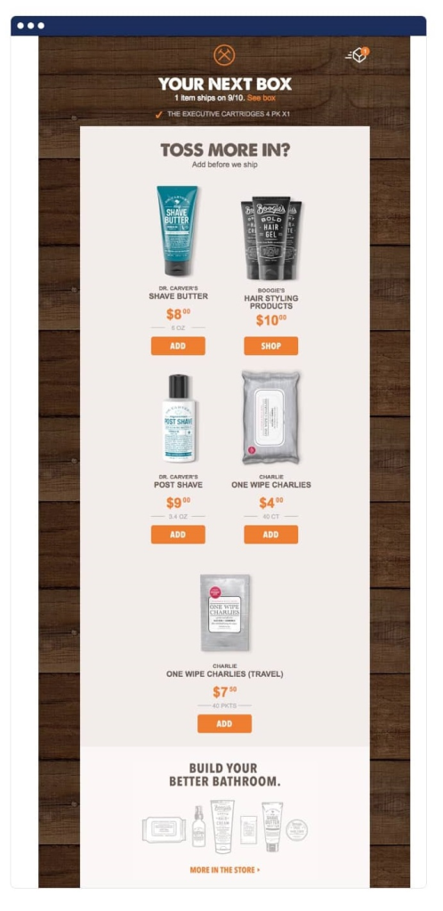 Dollar Shave Club cross-sell flow