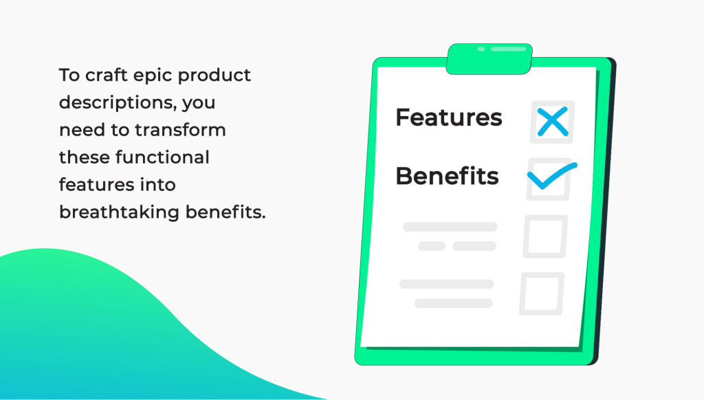product page features and benefits