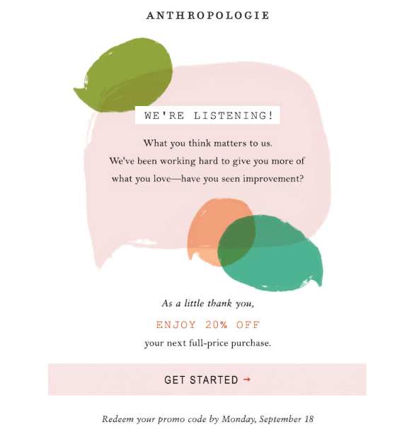 Anthropologie winback email
